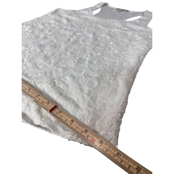 Banana Republic Embroidered White Tank Top Size S Polyester Womens - Picture 11 of 11